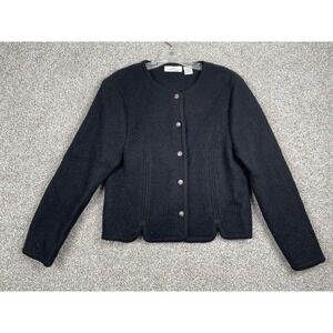 Carroll Reed Ski Shops Womens Sz 8 Black 100% Wool Vintage Cardigan Sweater